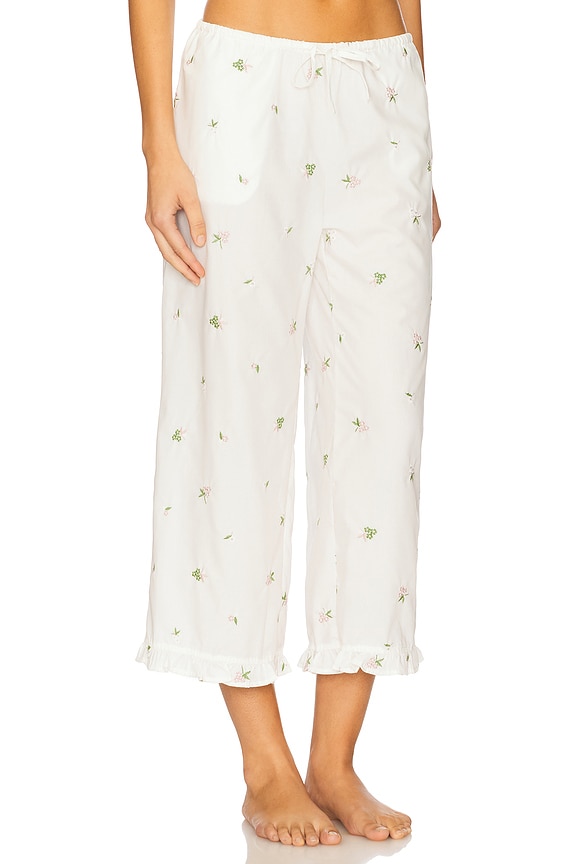 view 2 of 4 Ruffle Pull-On Pant in Embroidery Floral Ivory