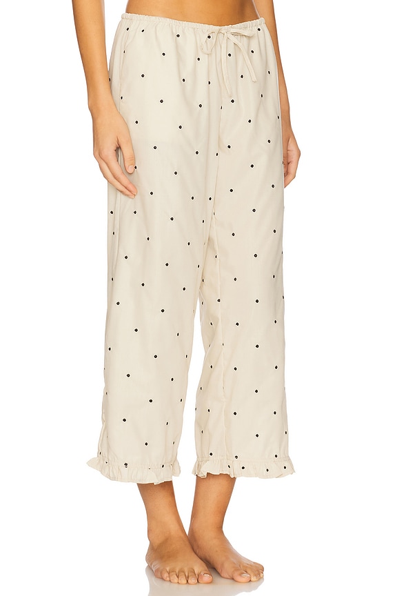 view 2 of 4 Ruffle Pull-On Pant in Embroidery Polka Dot Oat & Black