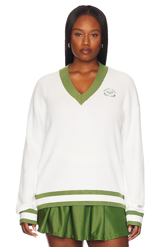 view 2 of 8 セーター in Optic White & Court Green