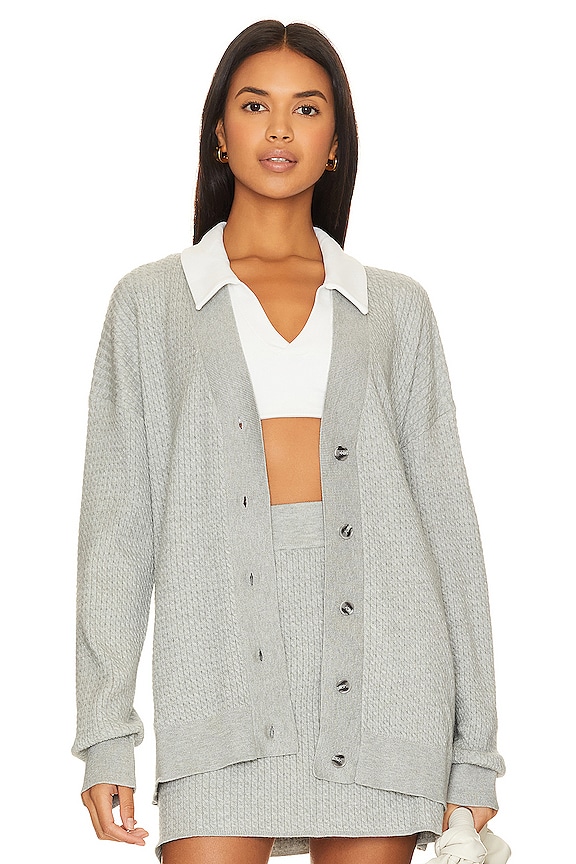 view 1 of 5 Varsity Cardigan in Light Heather Grey