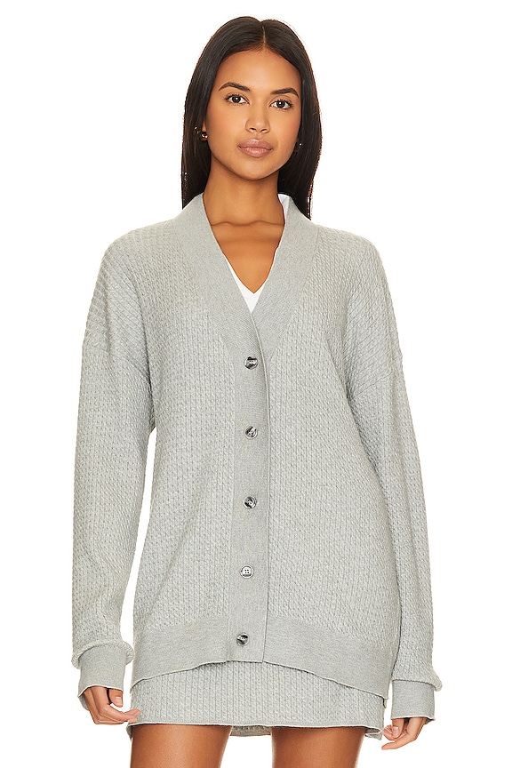 view 2 of 5 Varsity Cardigan in Light Heather Grey