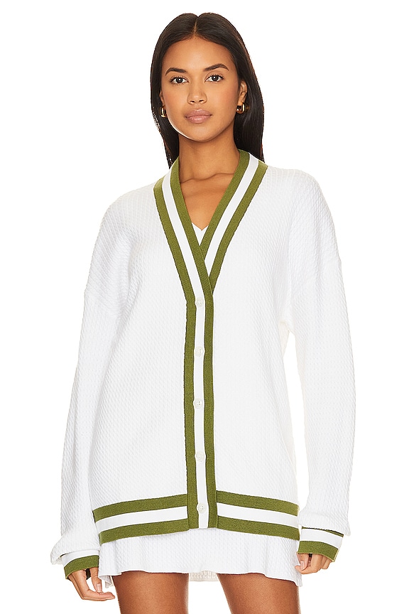 view 2 of 5 КАРДИГАН VARSITY in Optic White & Court Green