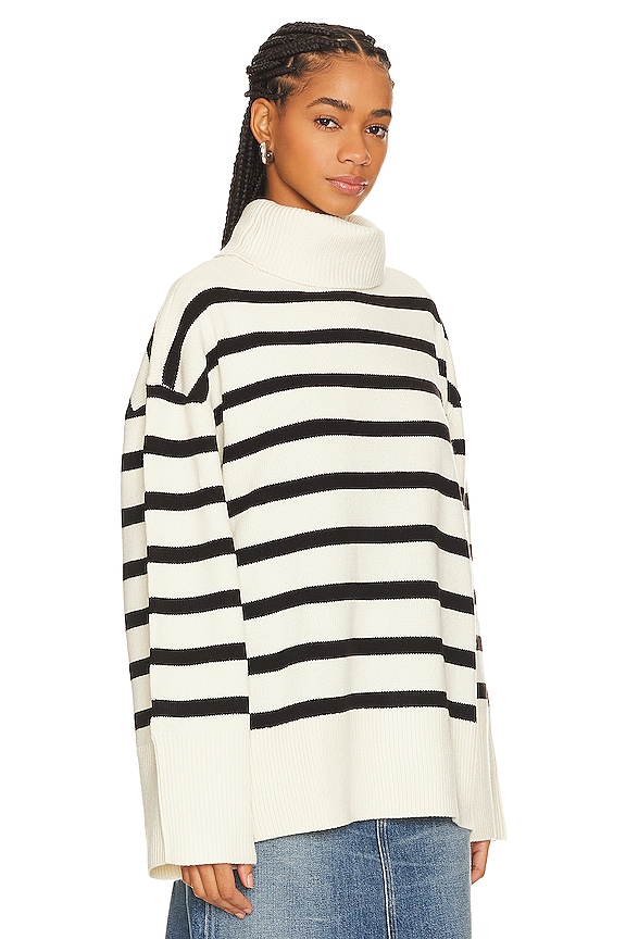 view 2 of 4 Striped Turtle Neck in Ecru & Black