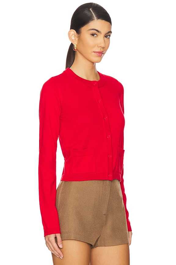 view 2 of 4 Crewneck Cardigan in True Red