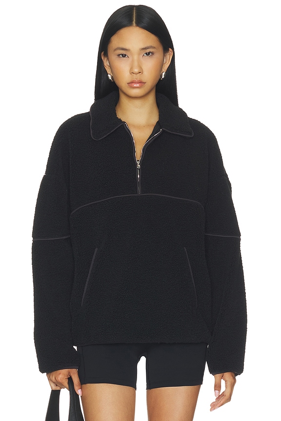 view 1 of 4 Fleece Quarter Zip in Black & Dark Brown