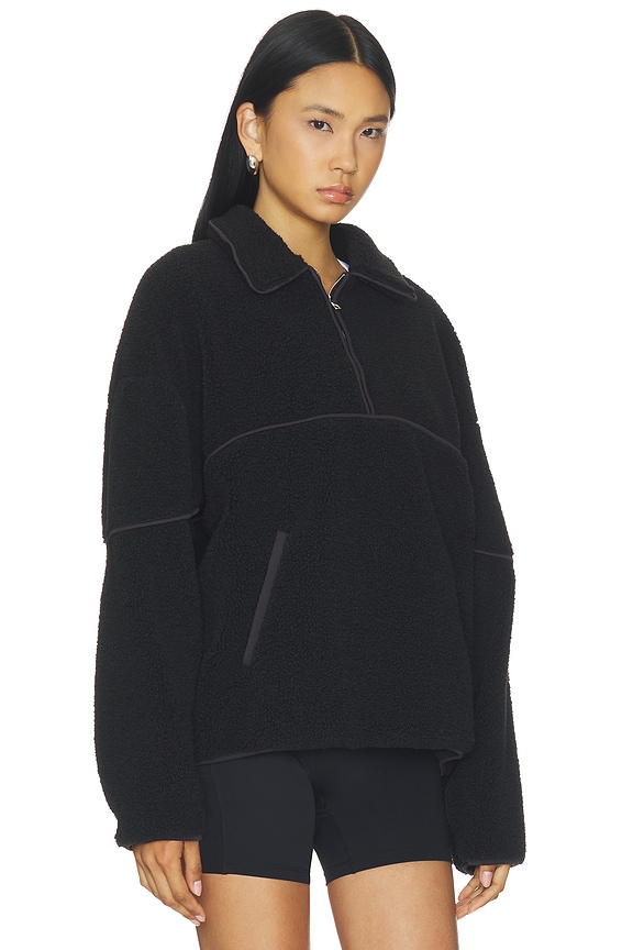 view 2 of 4 Fleece Quarter Zip in Black & Dark Brown