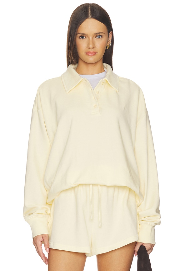 view 1 of 4 Henley Pull Over Sweatshirt in Pale Yellow