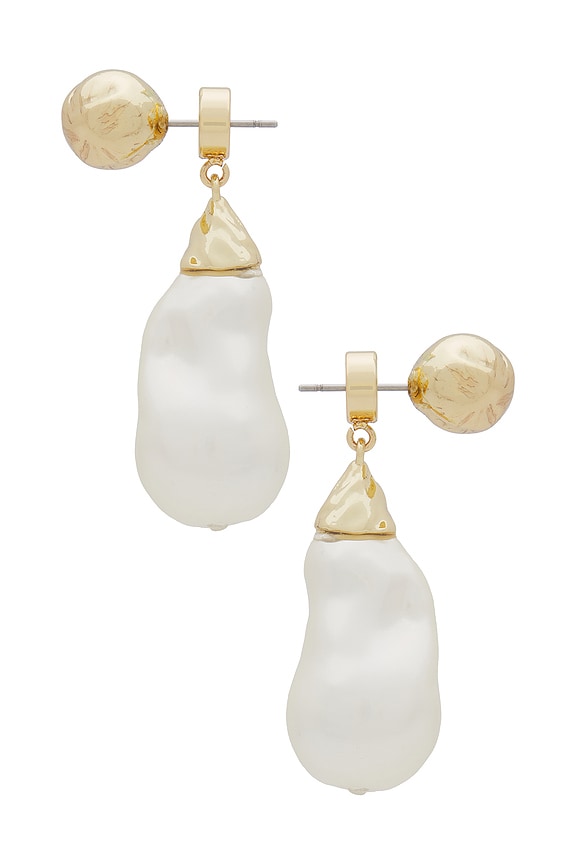 view 2 of 2 СЕРЬГИ HAMMERED PEARL in Gold Plated & Glass Pearl