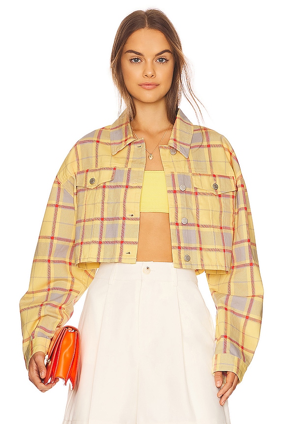 view 1 of 5 Cropped Denim Jacket in Plaid