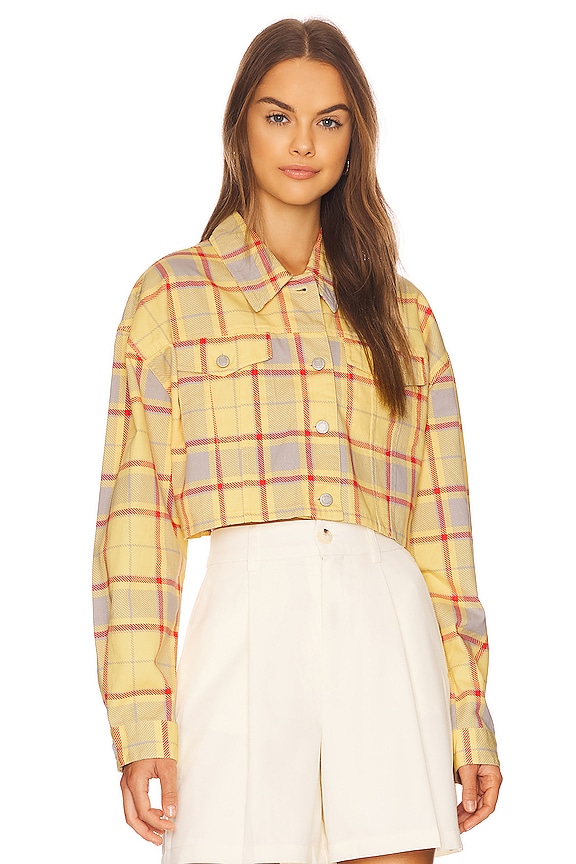 view 2 of 5 Cropped Denim Jacket in Plaid