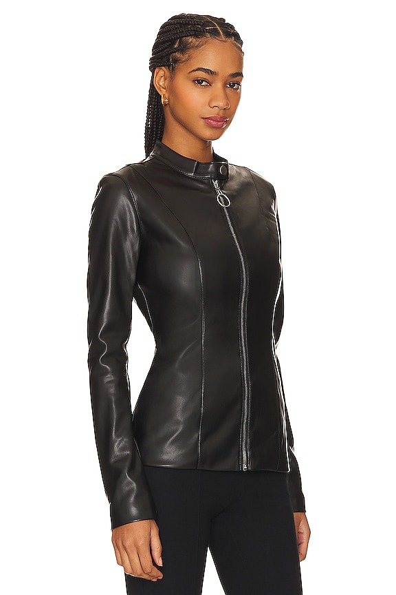view 2 of 4 비건 가죽 핏 모토 재킷 in Black