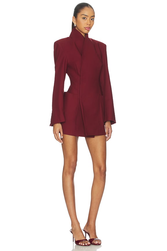 view 2 of 3 Hour Glass Blazer Jacket in Dark Cherry