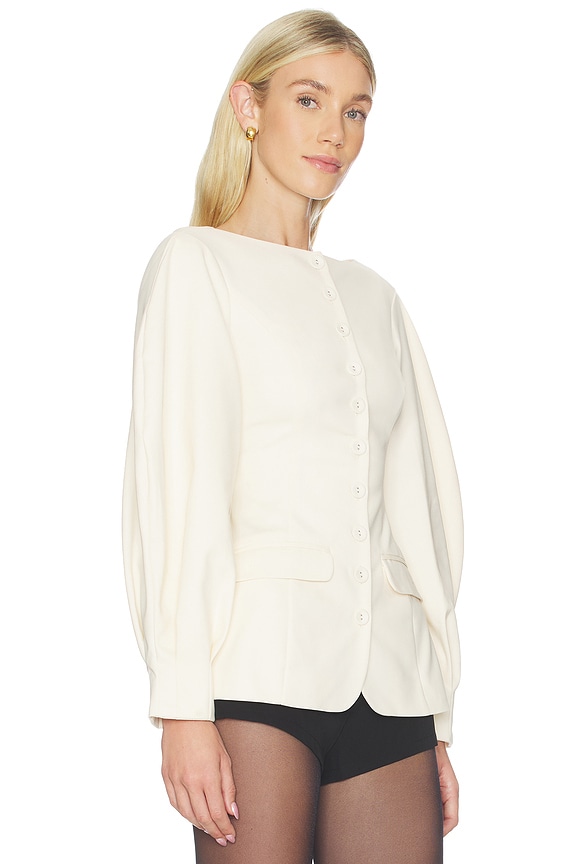 view 2 of 4 Cocoon Sleeve Peplum Blazer in Ivory