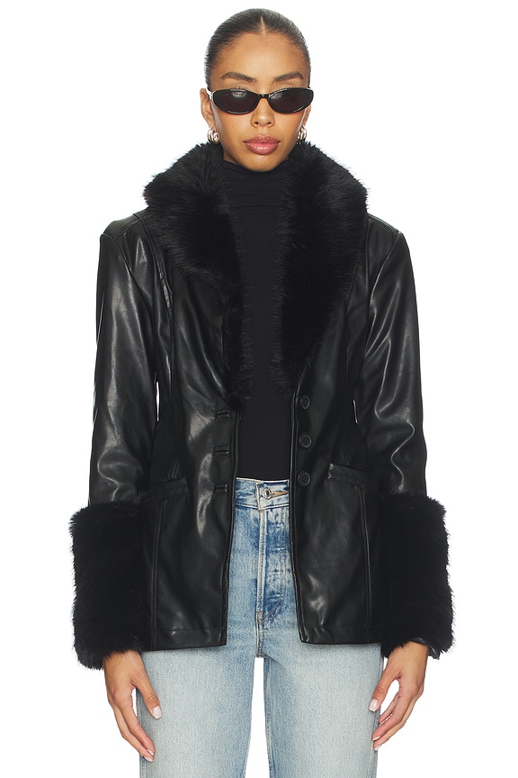 view 2 of 5 Faux Fur Collar Jacket in Black