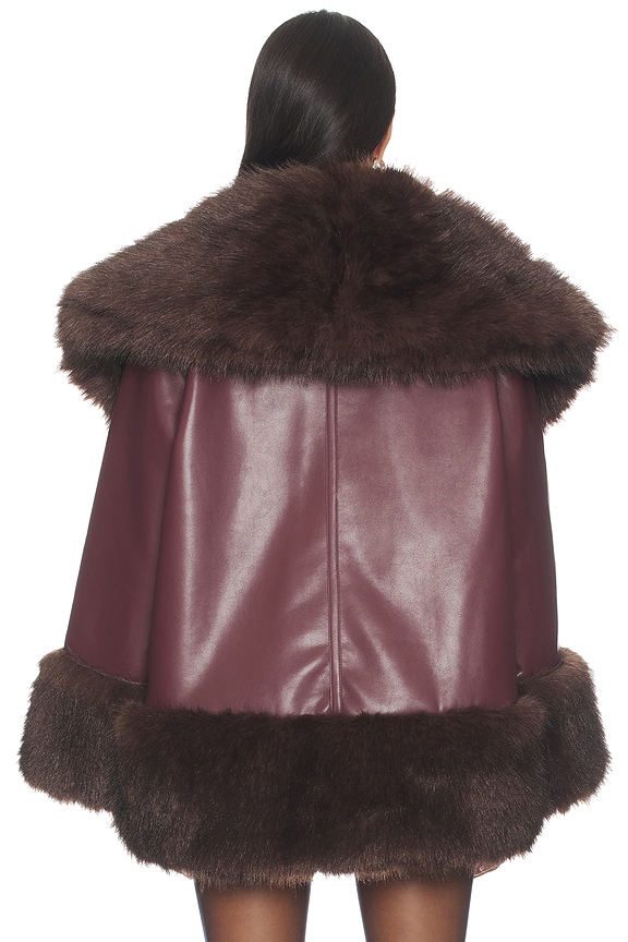 WeWoreWhat x REVOLVE Cocoon Faux Fur Jacket in Burgundy & Dark