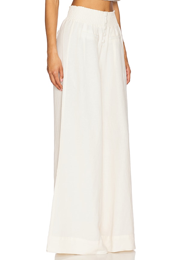 view 2 of 6 Button Front Palazzo Pant in Off White
