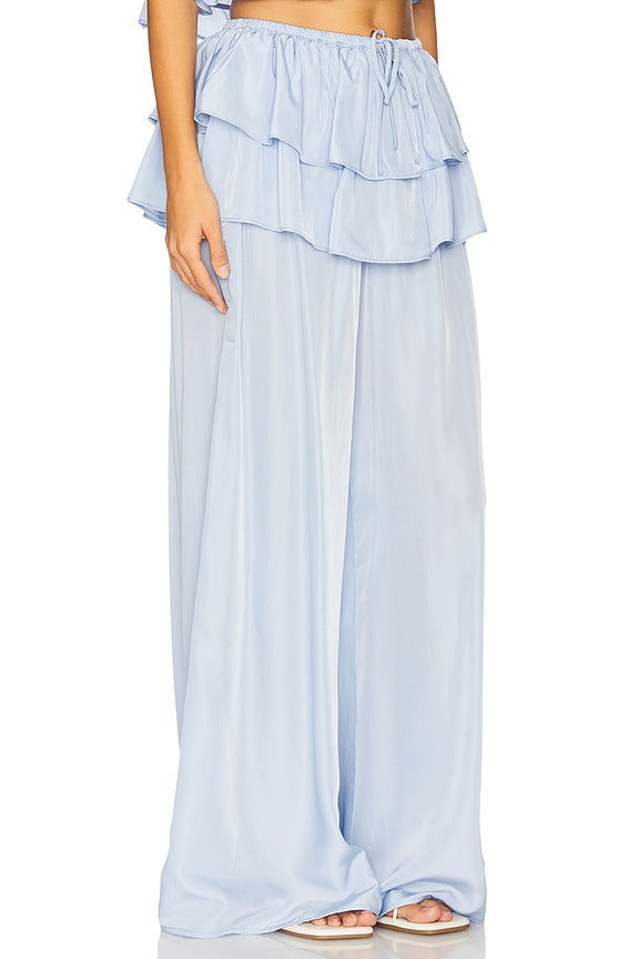 view 2 of 6 PANTALON ÉVASÉ TAILLE VOLANTÉE in Sky