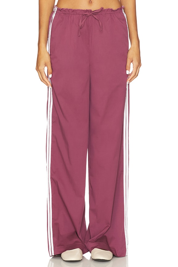 view 2 of 6 Pull On Ruffle Waist Pant in Plum & White