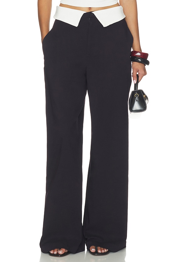 view 1 of 6 Fold-over Waist Trouser in Black & White