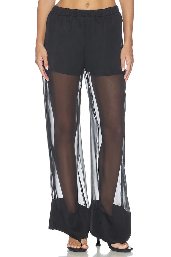view 2 of 7 Pull On Sheer Trouser Pant in Black