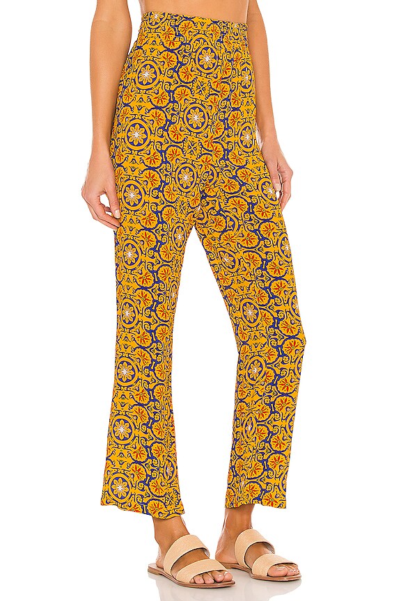view 2 of 4 Smocked Flare Pant in Gold Tile Saffron Multi