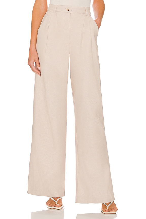 WeWoreWhat High Rise Pleated Pant in Creme Brulee | REVOLVE