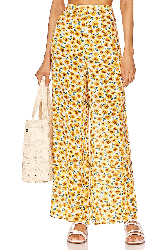 view 1 of 4 Pull On Pant in Micro Sunflowers