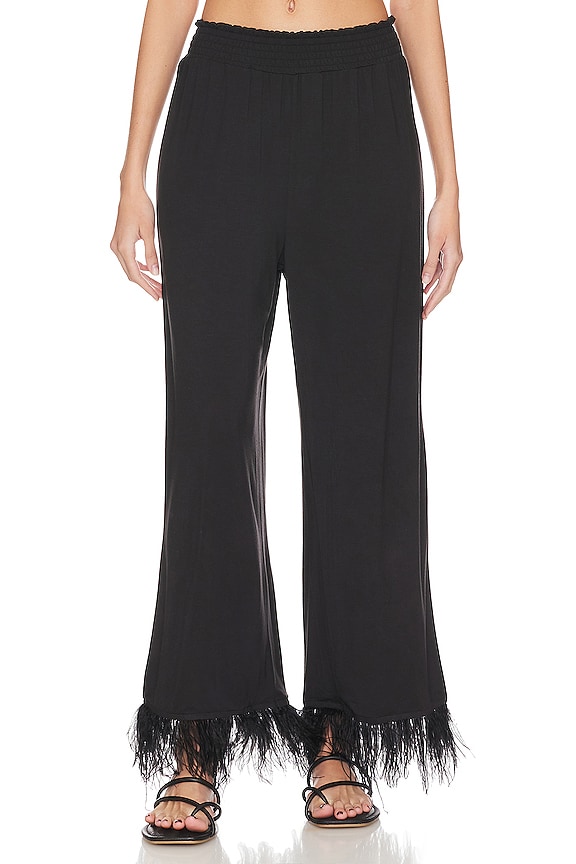 WeWoreWhat Feather Pull On Pant in Black & Black Feathers REVOLVE