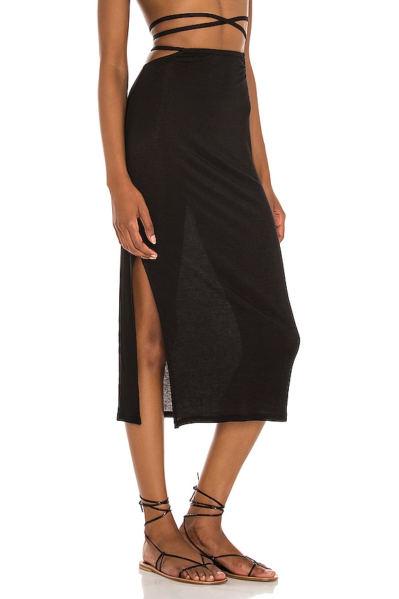 view 2 of 4 Cutout Midi Skirt in Black