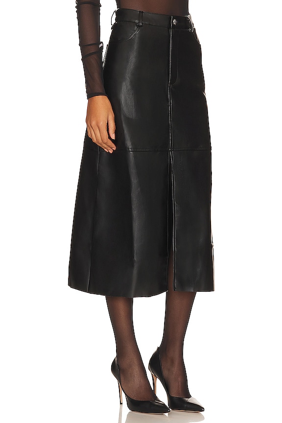 view 2 of 4 ヴィーガンレザーミディスカート in Black