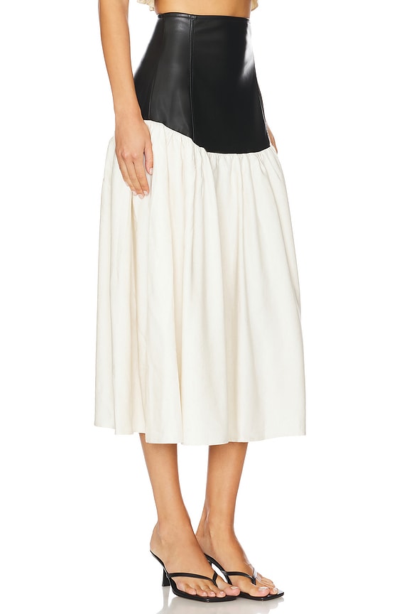 view 2 of 6 Drop Waist Midi Skirt in Ivory & Black