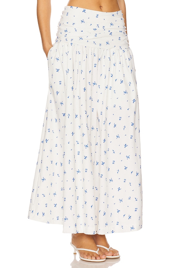 view 2 of 6 Ruched Waist Midi Skirt in Sky Multi