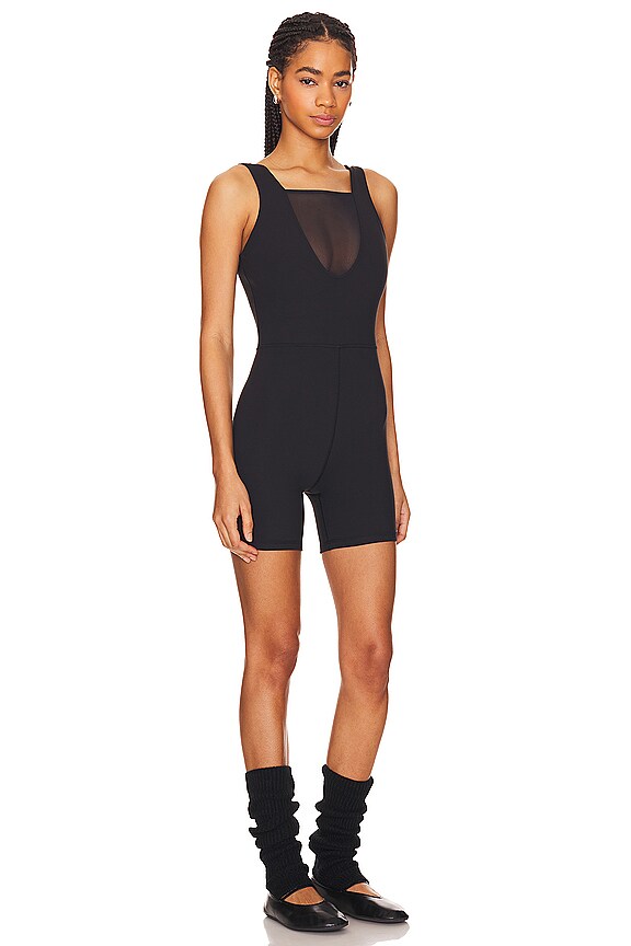 view 2 of 3 Mesh Romper in Solid Black
