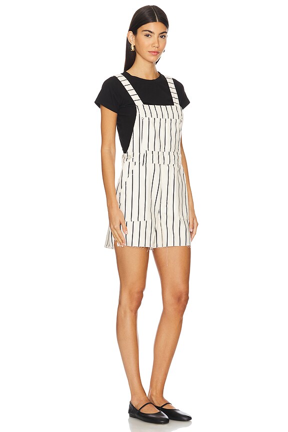 view 2 of 4 Slit Overall Short in Black & Antique White