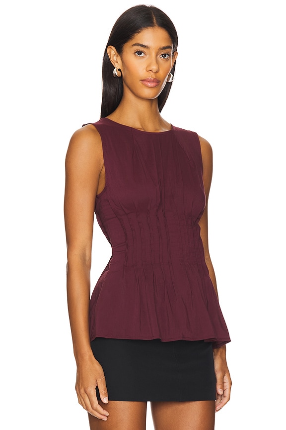 view 2 of 4 Pleated Peplum Top in Eggplant