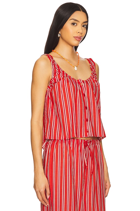 view 2 of 5 TOP SANS MANCHES TOP in Vibrant Red Multi