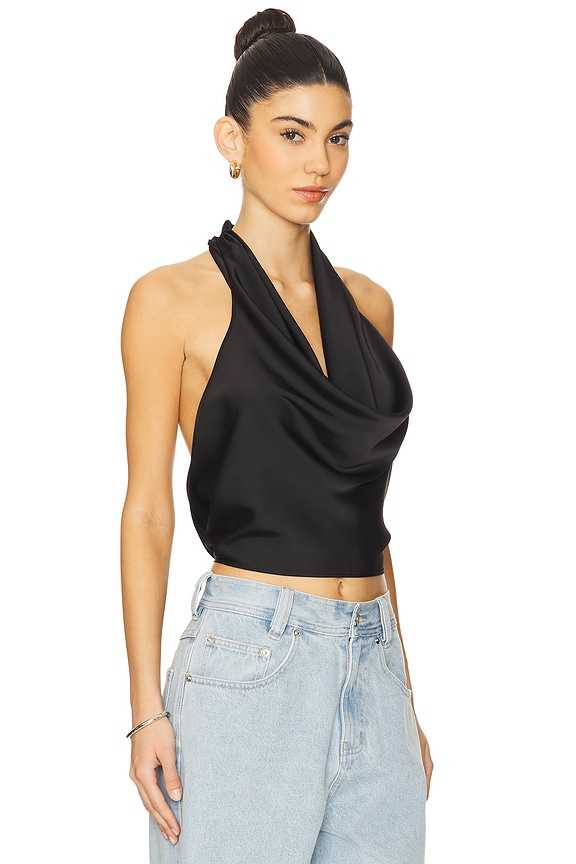 view 2 of 4 Halter Cowl Neck Top in Black