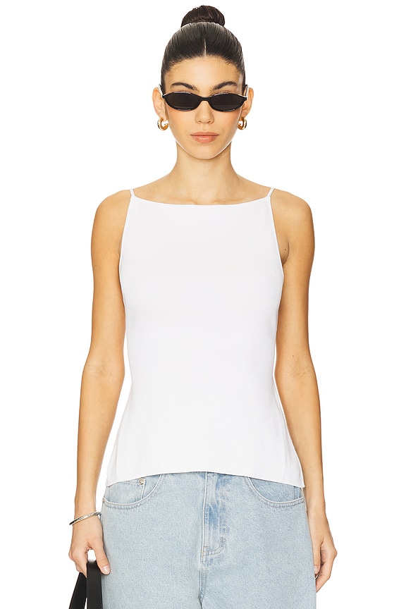 view 2 of 5 High Straight Neck Top in Classic White