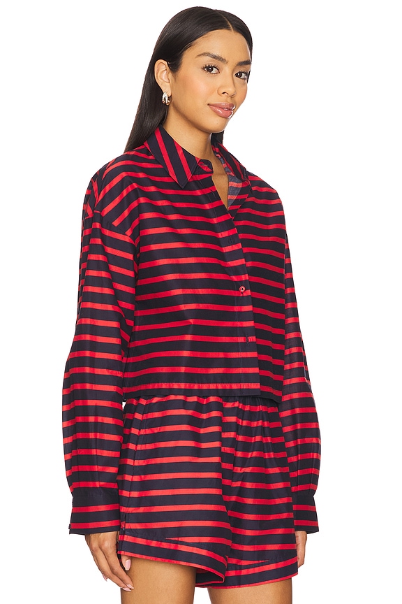 view 2 of 5 РУБАШКА С ЗАСТЁЖКОЙ НА ПУГОВИЦАХ in Red & Navy