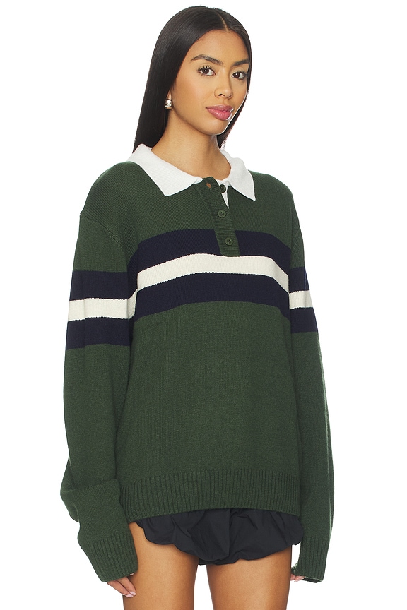 view 2 of 4 Knitted Rugby Shirt in Forest Green & Navy