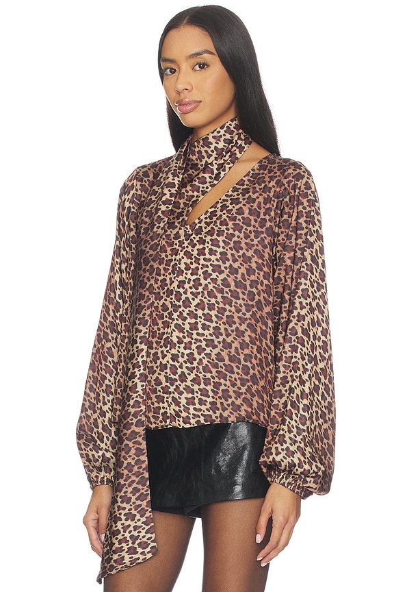 view 2 of 4 x REVOLVE Wrap Neck Tie Top in Leopard