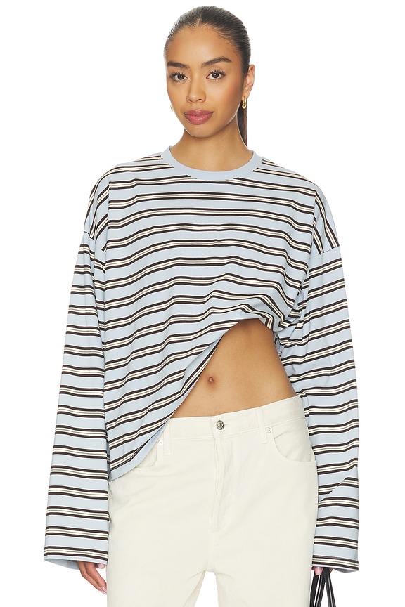 view 1 of 5 Boxy Oversized Crew Neck in Baby Blue & Pale Yellow