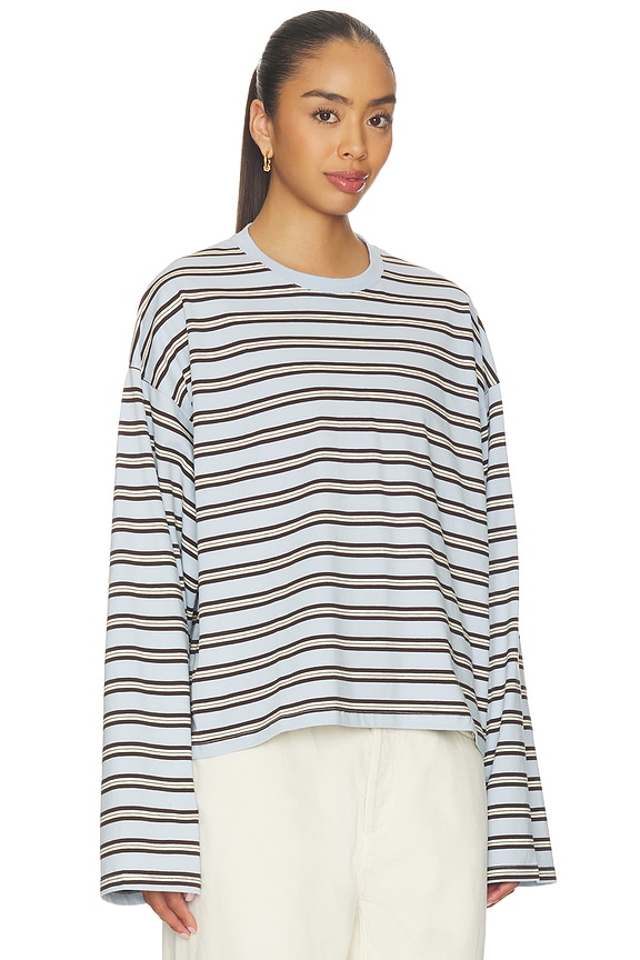 view 2 of 5 Boxy Oversized Crew Neck in Baby Blue & Pale Yellow