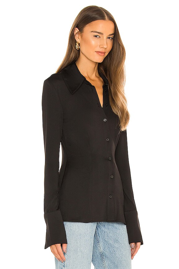 view 2 of 4 Traditional Button Down Tunic in Black