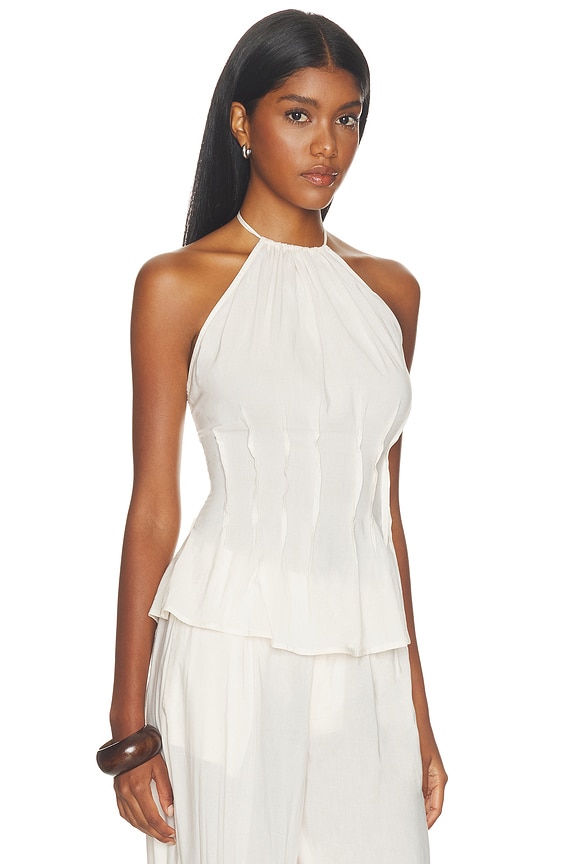 view 2 of 4 TOP PLISADO CON ESCOTE HALTER PLEATED HALTER TOP in Vanilla