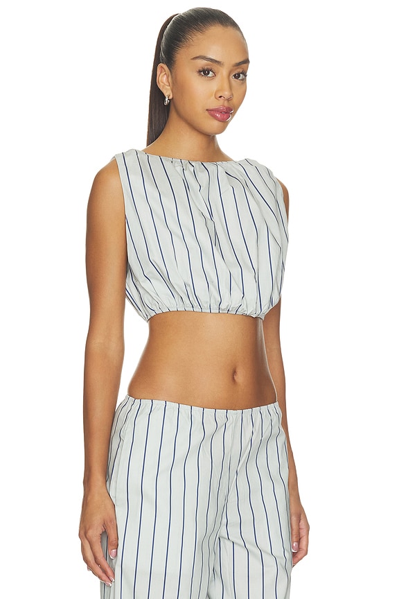 view 2 of 4 Bubble Cropped Tank Top in Grey & Navy