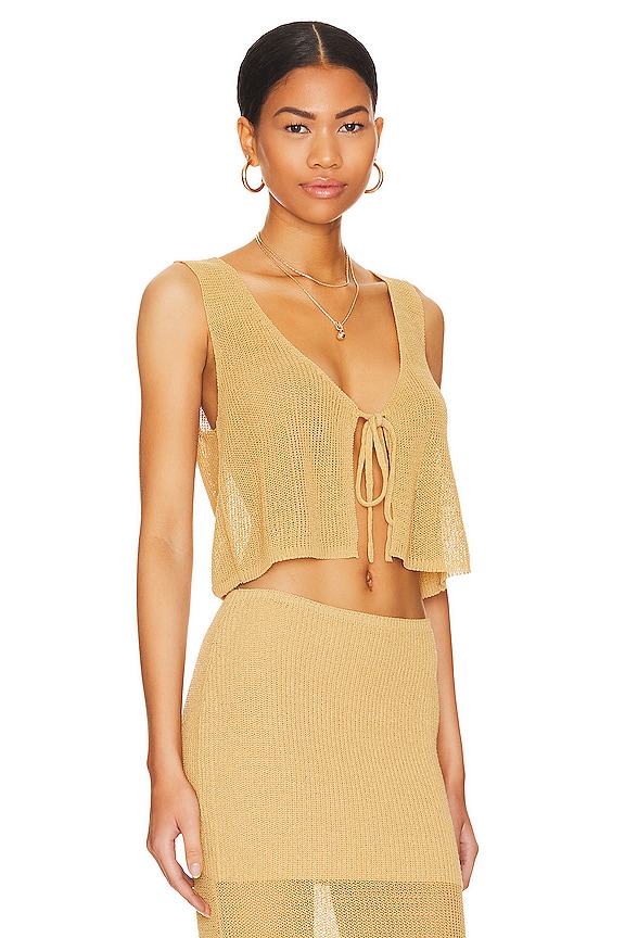 view 2 of 4 Knit Tie Front Crop in Desert