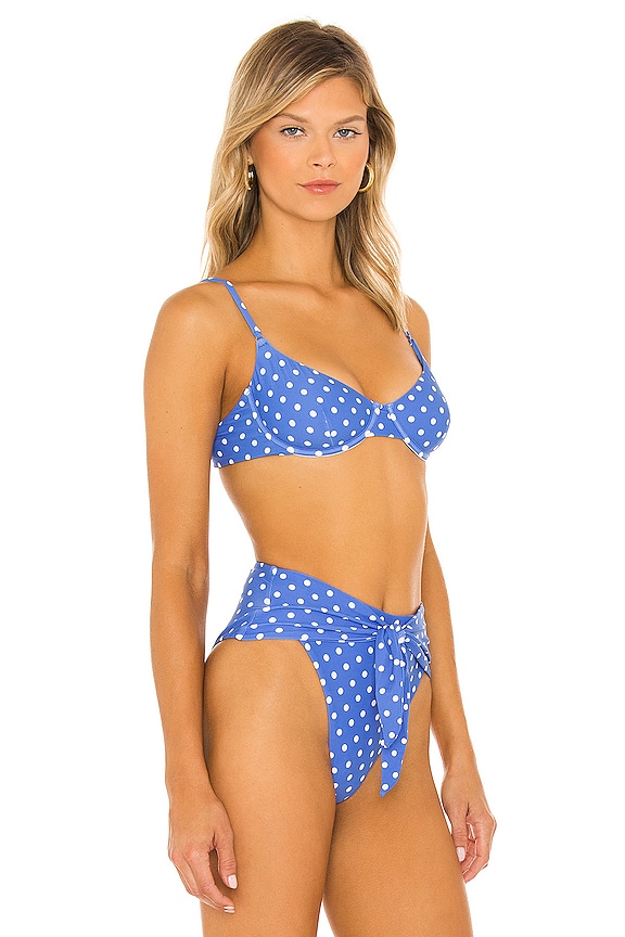 view 2 of 4 Vintage Bra Bikini Top in Polka Dot Palace Blue Multi