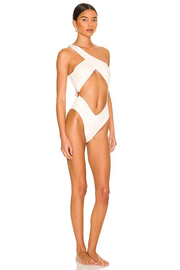 view 2 of 4 Asymmetrical Cross Over One Piece in Off White