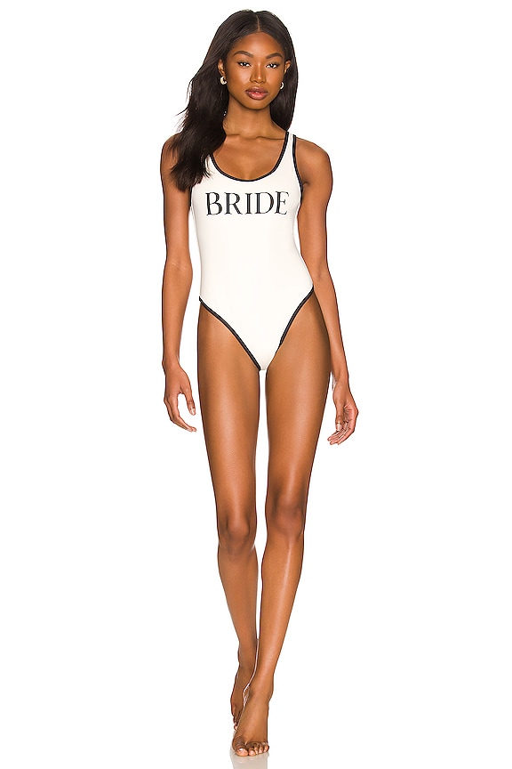 view 1 of 3 Piped Scoop One Piece in Off White Multi